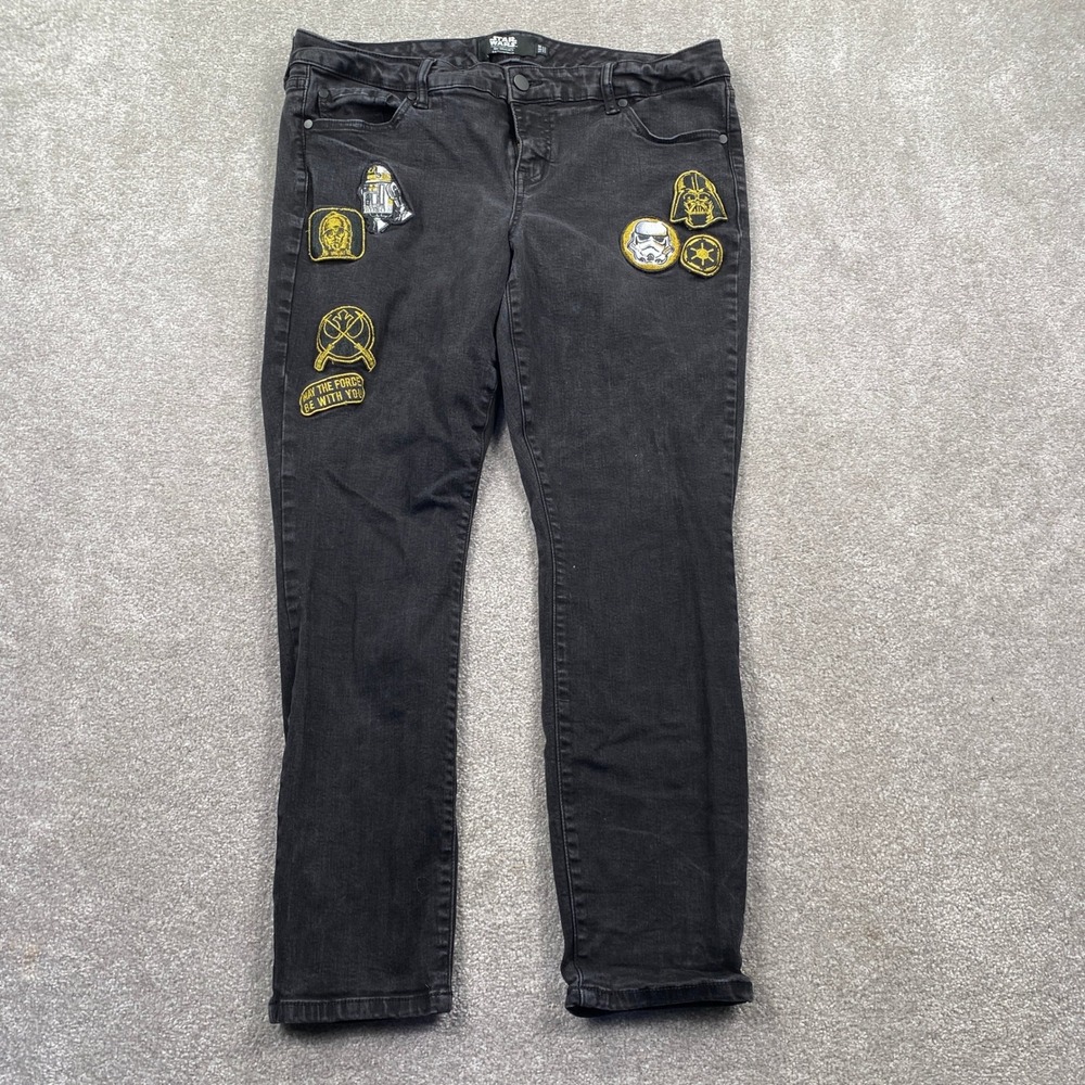 Her Universe Star Wars Patched Black Denim Jeans Women's Size 18R